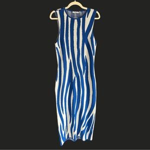 NA-KD NAKED Zebra‎ Print Bodycon Maxi Sweater Dress Blue M